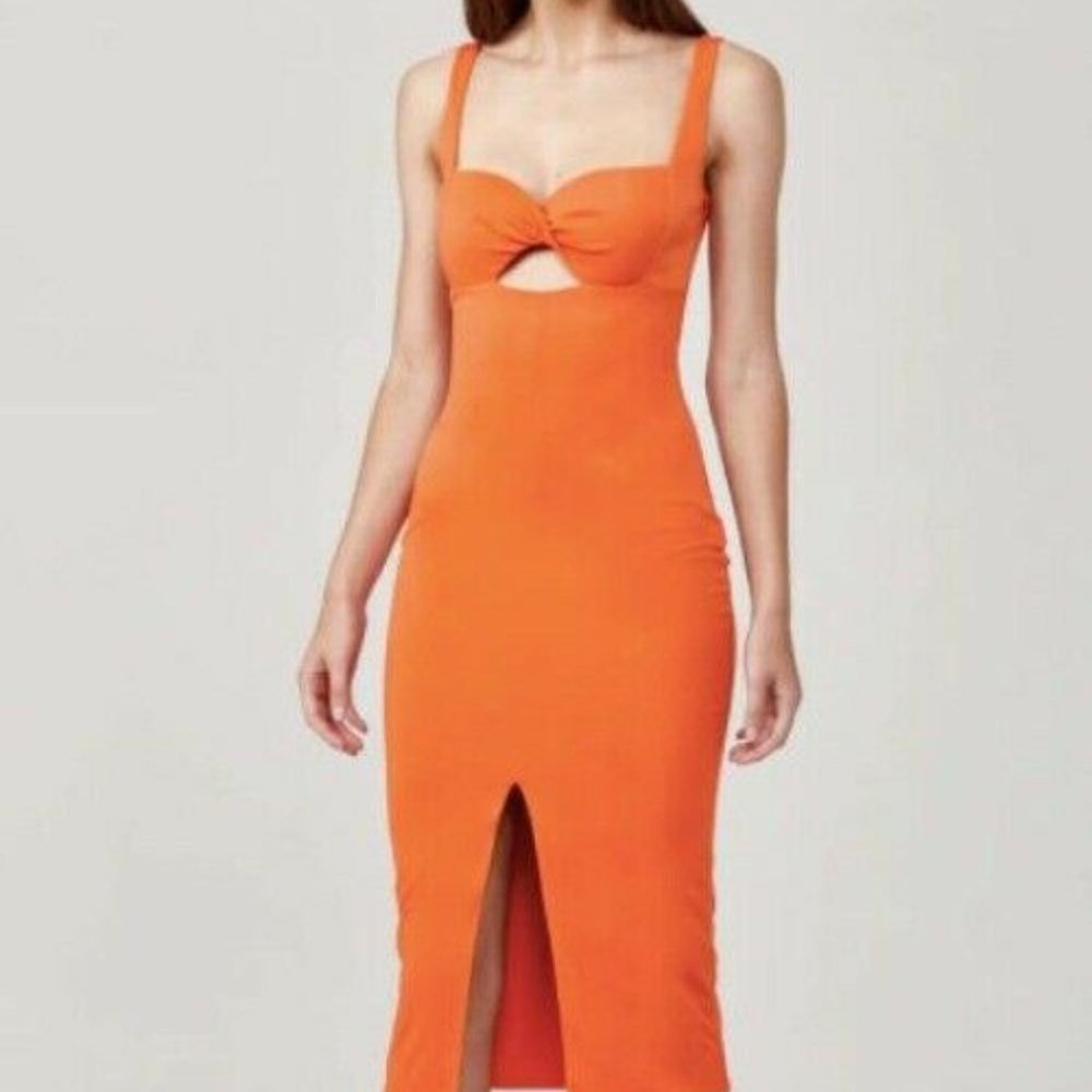 NWT Significant Other Paloma Twist Keyhole Midi Dress WASHED RED